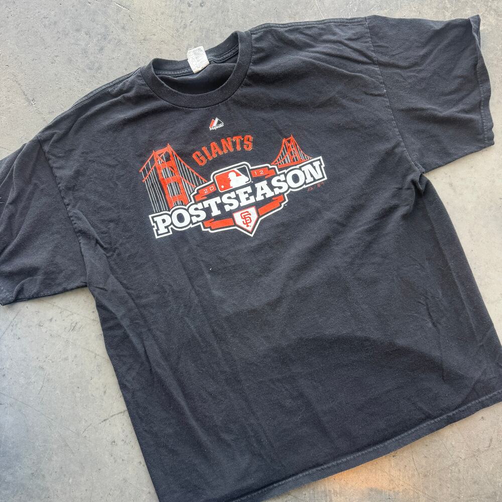 Vintage Y2k San Francisco Giants MLB Baseball 2012 Graphic Tee Black XXL